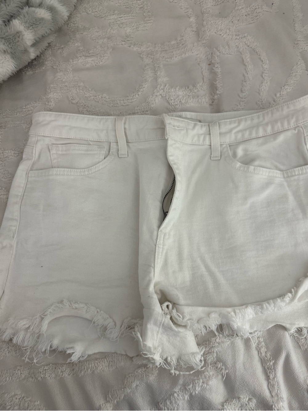 Joe's Jeans White Frayed Hem Denim Shorts